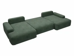 Vente-unique Sofá Xxl|Gran sofá cama rinconera panorámico 7 plazas en tela texturizada verde abeto DAVISO