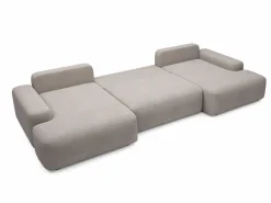 Gran sofá cama rinconera panorámico 7 plazas en tela texturizada DAVISO^Vente-unique Discount