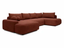 Gran sofá cama rinconera panorámico derecho en tela texturizada DAVISO^Vente-unique Sale