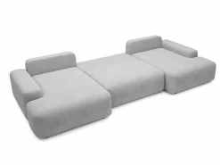 Vente-unique Gran sofá cama rinconera panorámico 7 plazas en tela texturizada DAVISO Gris claro Discount