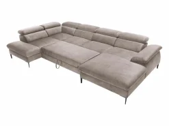 Vente-unique Sofá Xxl|Gran sofá cama rinconera panorámico de terciopelo marrón SEPINA de Pascal Morabito