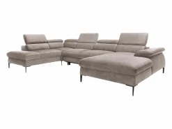 Vente-unique Sofá Xxl|Gran sofá cama rinconera panorámico de terciopelo marrón SEPINA de Pascal Morabito