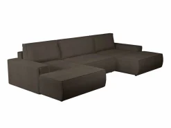 Gran sofá cama rinconera panorámico de pana marrón AMELIA^Vente-unique Outlet