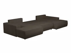 Gran sofá cama rinconera panorámico de pana marrón AMELIA^Vente-unique Outlet