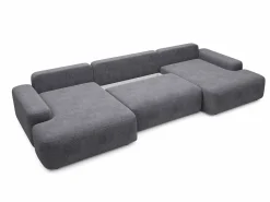 Vente-unique Gran sofá cama rinconera panorámico de 7 plazas en tela texturizada DAVISO Gris antracita Sale