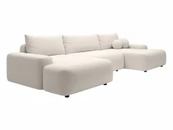 Vente-unique Sofá Xxl|Gran sofá cama rinconera panorámico en tela texturizada DAVISO