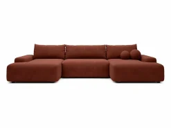 Gran sofá cama rinconera panorámico de 7 plazas en tela texturizada DAVISO^Vente-unique