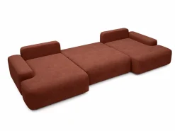 Gran sofá cama rinconera panorámico de 7 plazas en tela texturizada DAVISO^Vente-unique