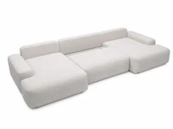 Vente-unique Gran sofá cama rinconera panorámico de 7 plazas en tela texturizada DAVISO Beige Sale