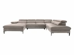 Vente-unique Sofás Y Sillones|Sofá Xxl|Gran sofá cama rinconera panorámico izquierdo de terciopelo marrón SEPINA de Pascal Morabito