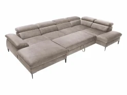 Vente-unique Sofás Y Sillones|Sofá Xxl|Gran sofá cama rinconera panorámico izquierdo de terciopelo marrón SEPINA de Pascal Morabito
