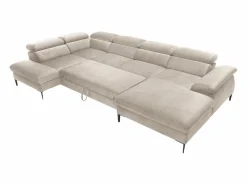 Vente-unique Gran sofá cama rinconera panorámico de terciopelo SEPINA de Pascal Morabito Beige Best
