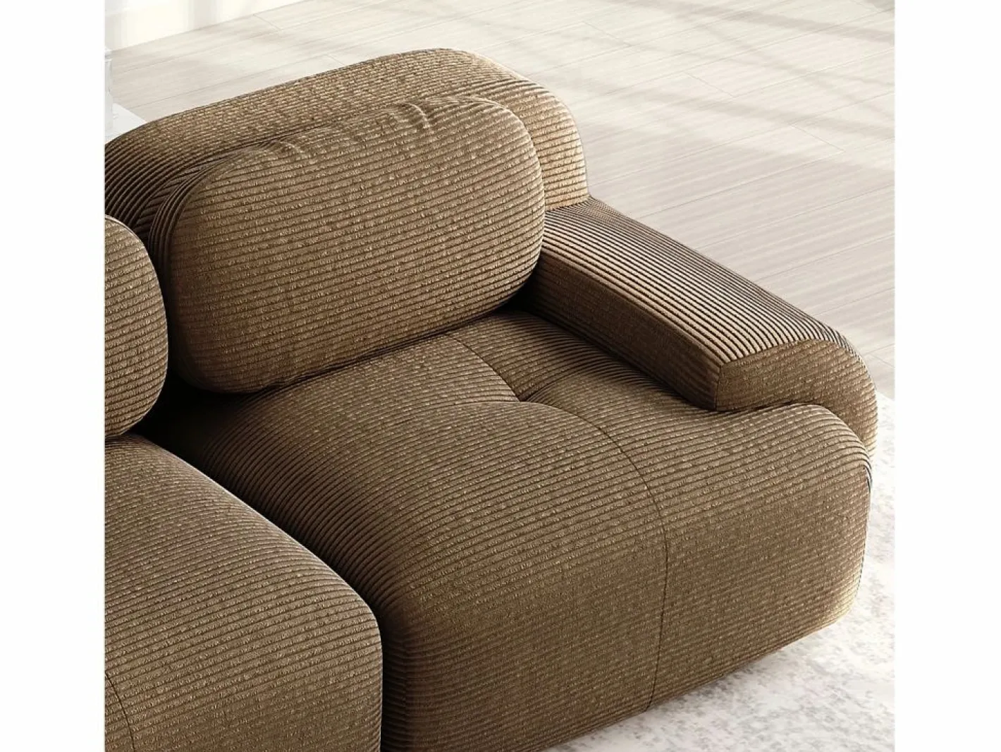 DripeX Gran sofá de esquina modular 388cm - en Pana - con 4 cojines y 2 otomanas - ergonómico - Marrón Marru00f3n Hot