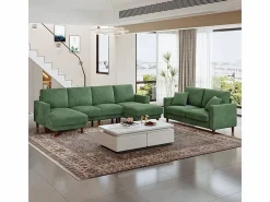 DripeX Gran sofá de esquina panorámico - 4 plazas - chaise longue 109cm - de pana - 269x140x86 - Verde Outlet