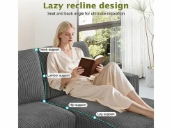 DripeX Gran sofá de esquina panorámico - 4 plazas - chaise longue 109cm - de pana - 269x140x86 - Gris Online