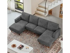 DripeX Gran sofá de esquina panorámico - 4 plazas - chaise longue 109cm - de pana - 269x140x86 - Gris Online