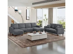 DripeX Gran sofá de esquina panorámico - 4 plazas - chaise longue 109cm - de pana - 269x140x86 - Gris Online