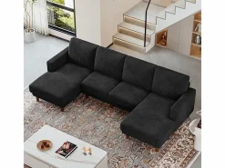 DripeX Sofás Club|Sofá - 4 Plazas|Gran sofá de esquina panorámico - 4 plazas - chaise longue 109cm - de pana - 269x140x86 -
