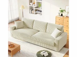 DripeX Gran sofá en terciopelo acanalado con 2 cojines - - 256 x 89 x 88 cm Beige Sale