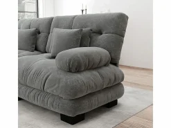 DripeX Gran sofá esquina modular - 3 plazas - con 2 pouf y 5 cojines - tejido felpa - 313x145x81cm Gris Outlet