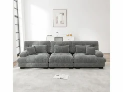 DripeX Gran sofá - 3 plazas - con 5 cojines - estructura madera maciza - Felpa - 313x77x81cm Gris Clearance