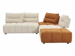 Gran sofá rinconera con respaldo avanzable y reclinable en tela beige y terracota APOLIU^Vente-unique Online