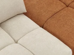 Gran sofá rinconera con respaldo avanzable y reclinable en tela beige y terracota APOLIU^Vente-unique Online