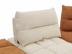 Gran sofá rinconera con respaldo avanzable y reclinable en tela beige y terracota APOLIU^Vente-unique Online