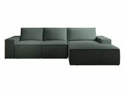 Vente-unique Gran sofá rinconera derecha de pana verde AMELIA Verde pino New