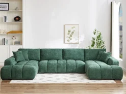 Vente-unique Sofá Xxl|Gran sofá rinconera en tela texturizada BERENIA