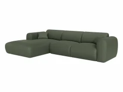 Maison Céphy Gran sofá rinconera izquierda de tela jaspeada POGNI de Verde New