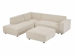 Vente-unique Gran sofá rinconera izquierda y otomano de pana BORORE Beige