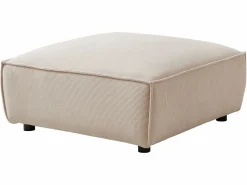 Vente-unique Gran sofá rinconera izquierda y otomano de pana BORORE Beige