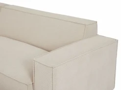 Vente-unique Gran sofá rinconera izquierda y otomano de pana BORORE Beige
