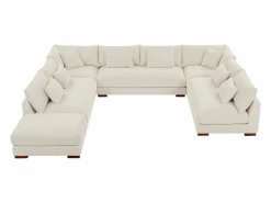 Vente-unique Gran sofá rinconera panorámico + puf de pana SPERONE de Pascal Morabito Beige Outlet