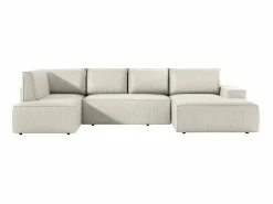 Vente-unique Sofá Xxl|Gran sofá rinconera panorámico derecho y convertible de pana AMELIA