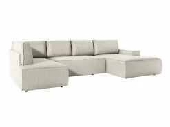 Vente-unique Sofá Xxl|Gran sofá rinconera panorámico derecho y convertible de pana AMELIA