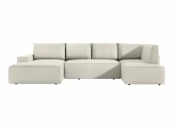Vente-unique Gran sofá rinconera panorámico izquierdo convertible de pana AMELIA Beige Best
