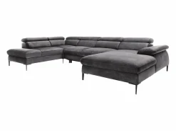 Vente-unique Gran Sofá rinconera panorámico convertible terciopelo SEPINA Pascal Morabito Gris antracita Best