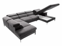 Vente-unique Gran Sofá rinconera panorámico convertible terciopelo SEPINA Pascal Morabito Gris antracita Best