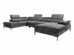 Vente-unique Gran Sofá rinconera panorámico convertible terciopelo SEPINA Pascal Morabito Gris antracita Best