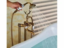 Valaz Grifo bañera de pie retro FLORINA envejecido Dorado Discount