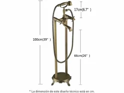Valaz Grifo bañera de pie retro FLORINA envejecido Dorado Discount