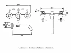Grifo bimando lavabo empotrado CARBINI oro cepillado^Valaz Best