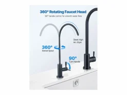 Grifo De Cocina|Grifo de Agua Potable SucceBuy sin Plomo en Acero Inoxidable, Grifo de Ósmosis Inversa con Válvula en Latón Macizo, Filtrado de Arco Alto, Giratorio 360°