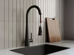 Vente-unique Grifo de cocina con ducha extraíble de acero inoxidable - mate - RONA Negro Clearance
