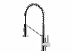 Vente-unique Grifo de cocina con ducha extraíble de acero inoxidable - Cromado - ROFLEX Plateado Clearance