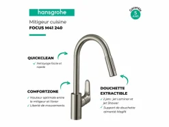 Grifo de cocina con ducha Focus M41 240 2 chorros aspecto acero inoxidable^HANSGROHE Clearance