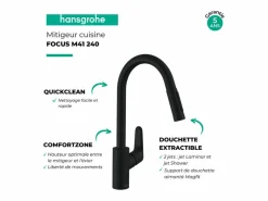 HANSGROHE Grifo De Cocina|Grifo de cocina con ducha Focus M41 240 2 chorros mate