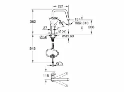 Grifo de cocina con grifo Start caño alto mate 2 chorros^GROHE